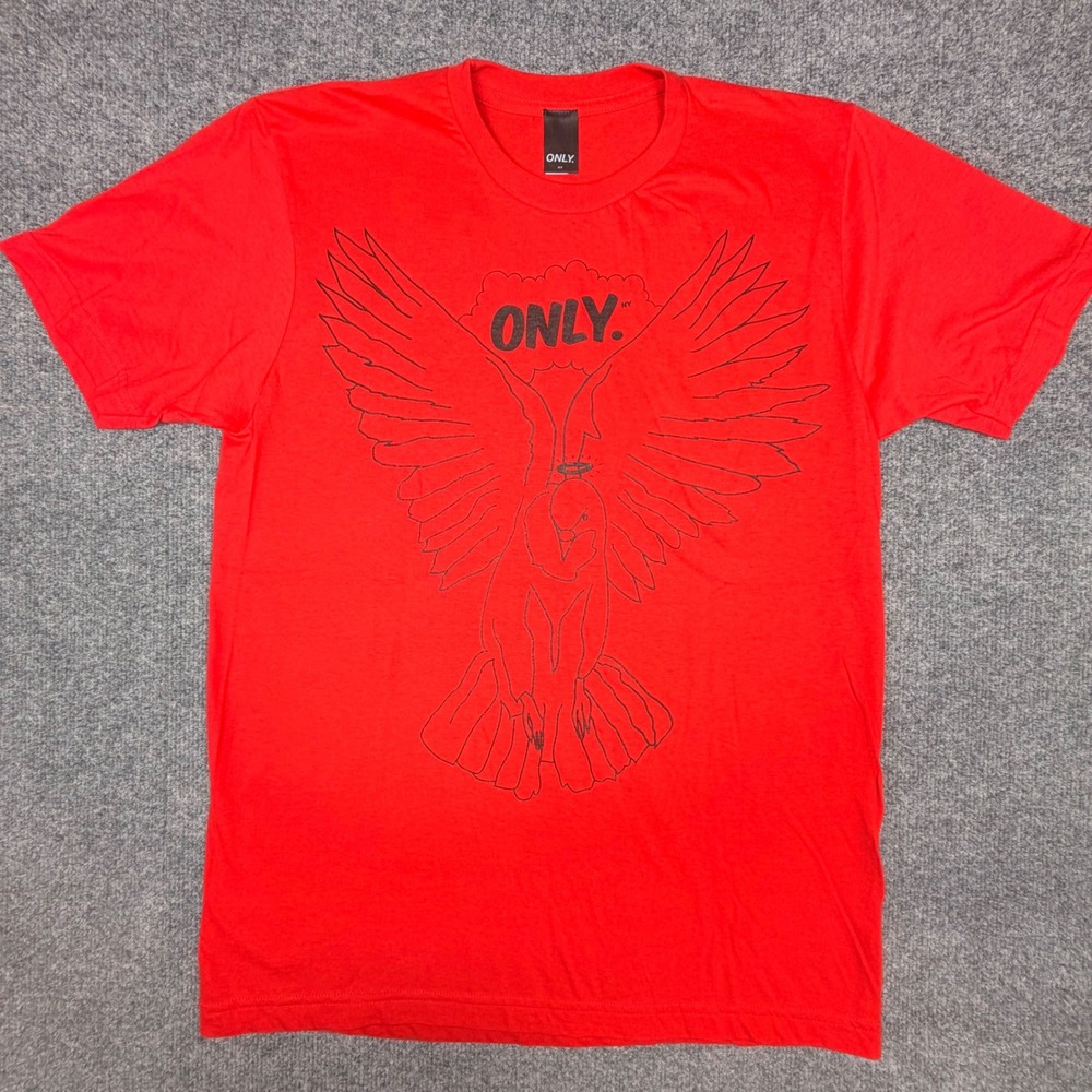 Only NY Mens Flying Dove Graphic T-Shirt Red Short Sleeve Crewneck Cotton Size M